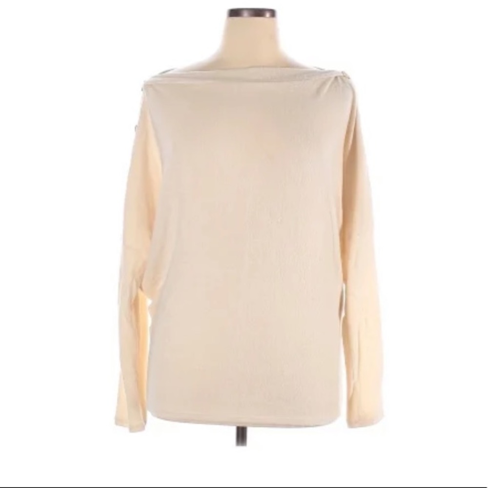 SUPER SOFT button detailed White Birch Pullover Sweater, XL